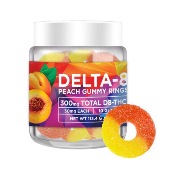No Cap Hemp Co Delta 8 THC Gummy Rings – Peach 30mg 10 Count