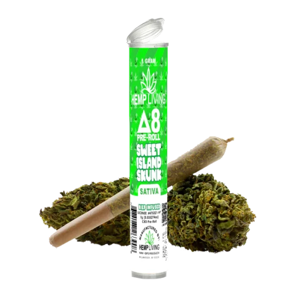 Hemp Living - Delta 8 Flower 1g Pre-Roll - Sweet Island Skunk High Potency Kief Infused