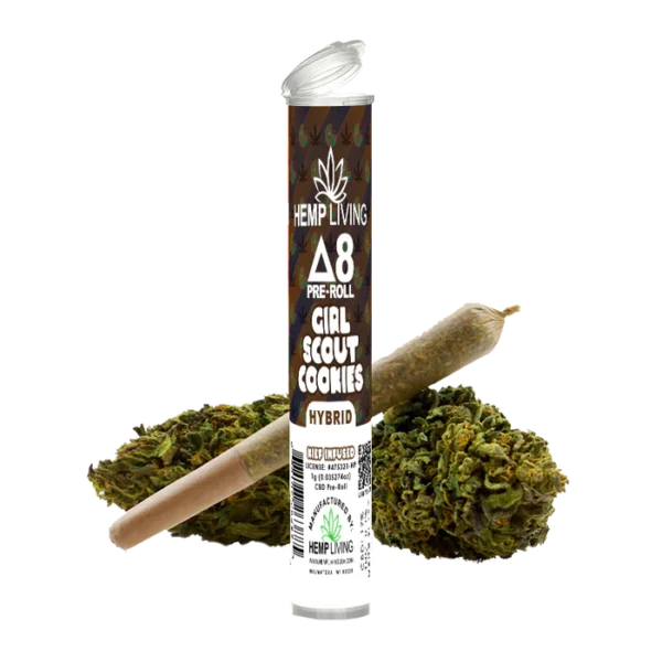 Hemp Living - Delta 8 Flower 1g Pre-Roll - Girl Scout Cookies High Potency Kief Infused